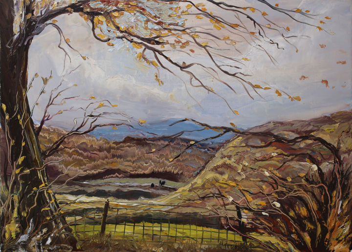 Pittura intitolato "Welsh landscape - F…" da Iaroslav Hmelnitki, Opera d'arte originale, Olio