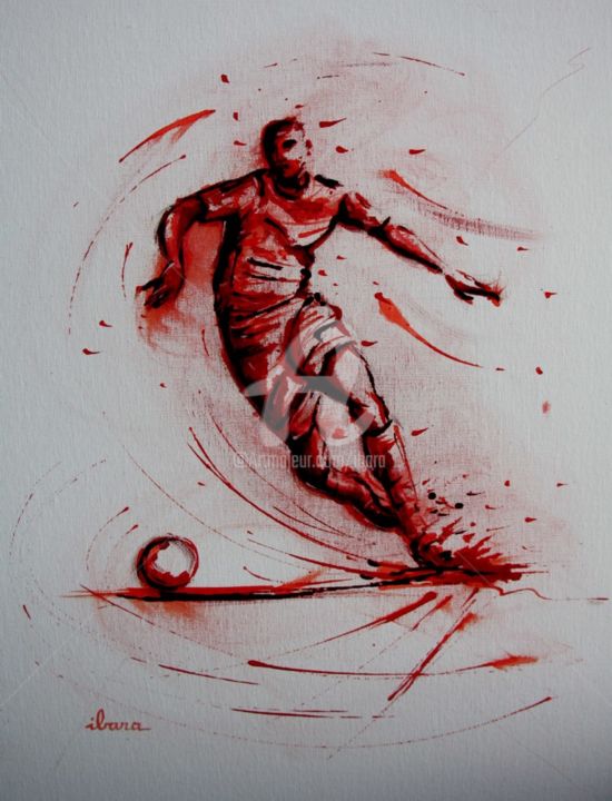 football-n-79-peinture-acrylique-et-sanguine-sur-carton-toile ...