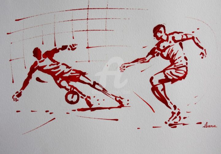 Drawing titled "football-n-88-dessi…" by Henri Ibara, Original Art, Ink