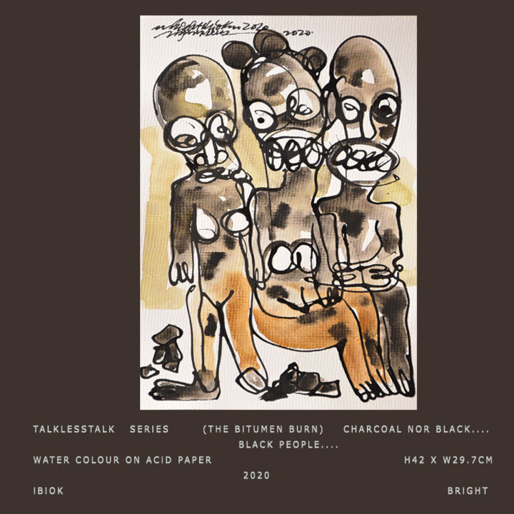 Ζωγραφική με τίτλο "Talklesstalk Series…" από Ibiok Bright Signature Art Gallery, Αυθεντικά έργα τέχνης, Ακουαρέλα