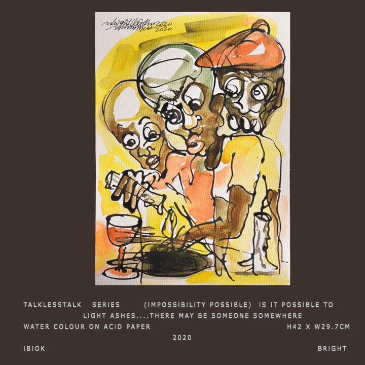 Malarstwo zatytułowany „Talklesstalk Series…” autorstwa Ibiok Bright Signature Art Gallery, Oryginalna praca, Akwarela