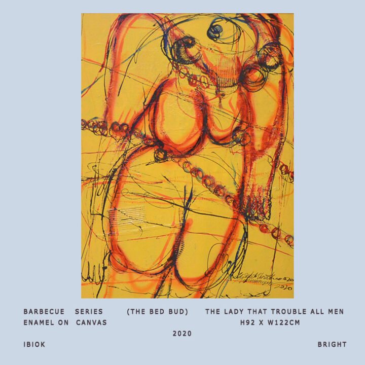 Ζωγραφική με τίτλο "Barbecue Series (Th…" από Ibiok Bright Signature Art Gallery, Αυθεντικά έργα τέχνης, Σμάλτο