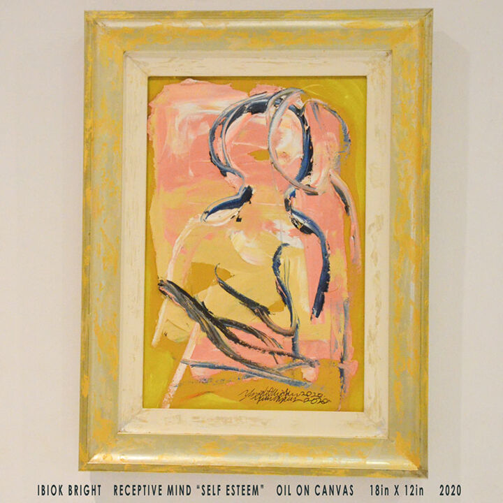 Malarstwo zatytułowany „Receptive Mind (Sel…” autorstwa Ibiok Bright Signature Art Gallery, Oryginalna praca, Olej