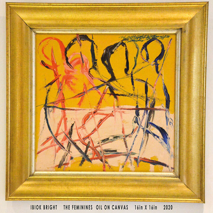 Painting titled "The Feminine" by Ibiok Bright Signature Art Gallery, Original Artwork, Oil