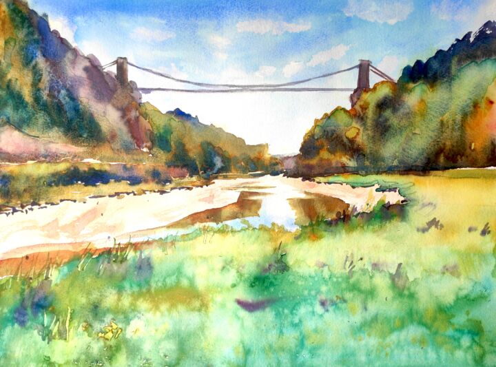 绘画 标题为“Clifton Bridge and…” 由Ibolya Taligas, 原创艺术品, 水彩