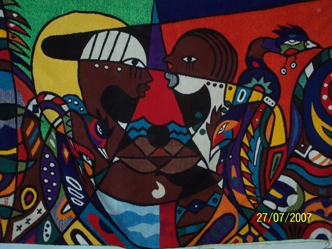Painting titled "ndiam ou le tatouage" by Ibra Ndiaye, Original Artwork