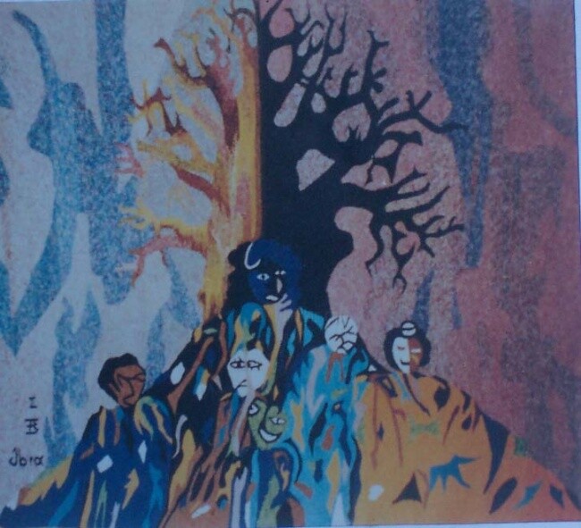 Peinture intitulée "consertation" par Ibra Ndiaye, Œuvre d'art originale