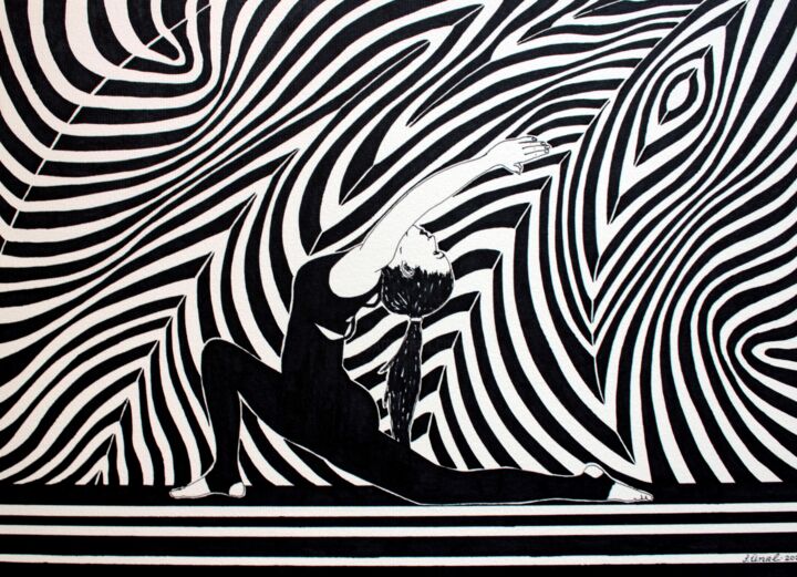 Disegno intitolato "Yoga 5" da Ibrahim Unal, Opera d'arte originale, Matita