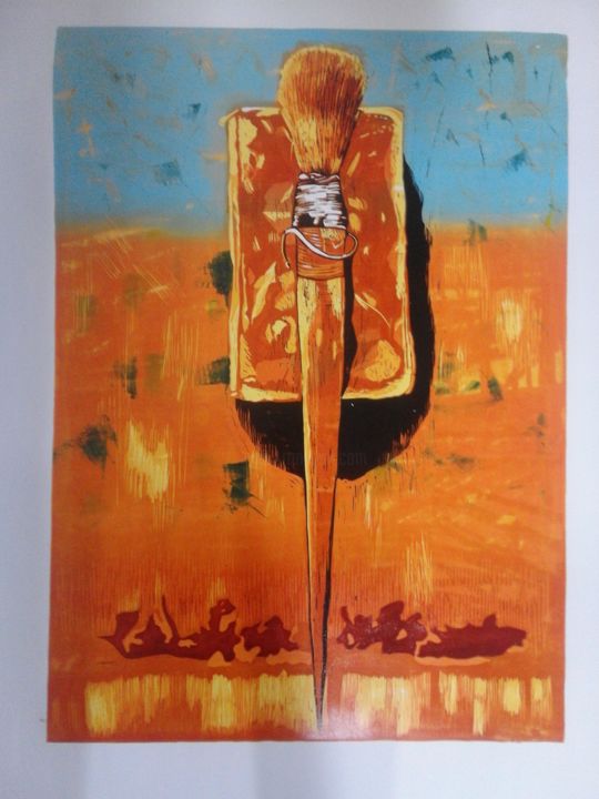 Printmaking titled "pas lekesi" by Ibrahim Kaya, Original Artwork, Linocuts