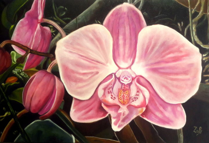 Peinture intitulée "Orchidee papillon" par Isabelle Buisson, Œuvre d'art originale