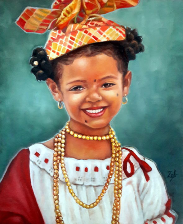 Peinture intitulée "Martiniquaise" par Isabelle Buisson, Œuvre d'art originale, Huile