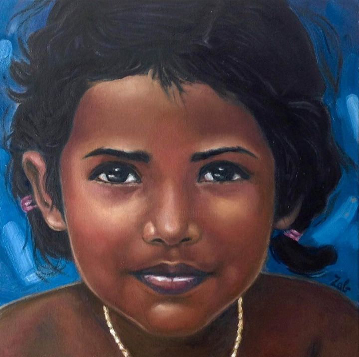 Peinture intitulée "Petite indienne" par Isabelle Buisson, Œuvre d'art originale, Huile