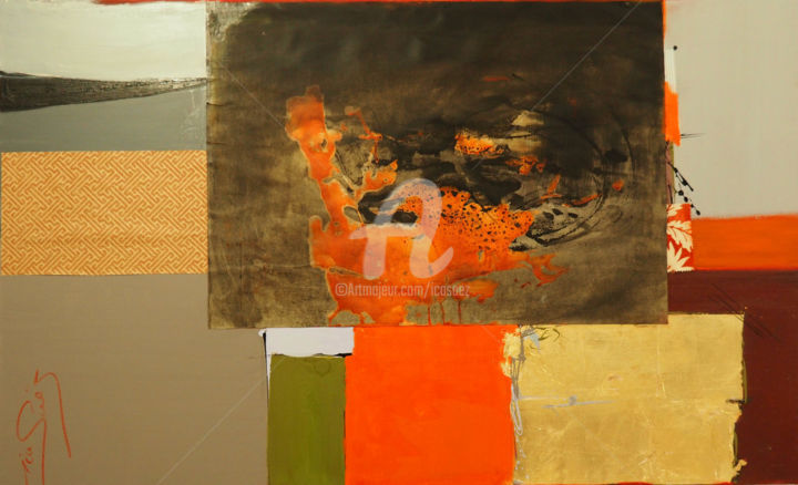 Pittura intitolato "abstraction totale…" da Ica Saez, Opera d'arte originale, Olio Montato su Telaio per barella in legno