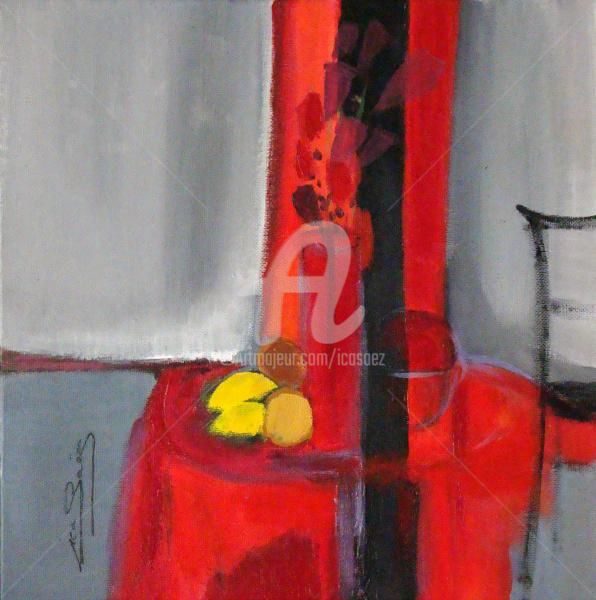 Painting titled "LA BOITE ROUGE" by Ica Saez, Original Artwork, Acrylic