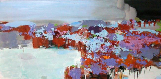 Peinture intitulée "Au bord de l'étaing" par Ica Saez, Œuvre d'art originale