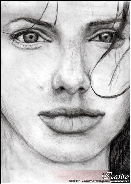 Drawing titled "Angelina" by Icastro, Original Art,