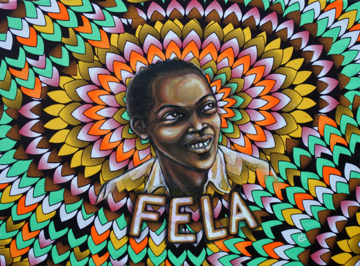 Peinture intitulée "Fela" par Cécile Campion (I Cecile Az), Œuvre d'art originale, Acrylique Monté sur Châssis en bois