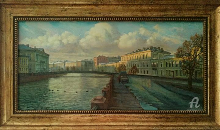 Painting titled "Набережная Мойки" by Elena Nenova, Original Artwork, Oil