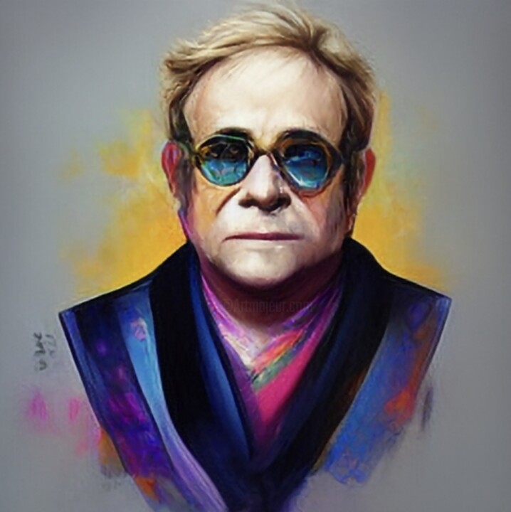 Digital Arts titled "Elton John" by Jo Antho, Original Artwork, Digital Painting