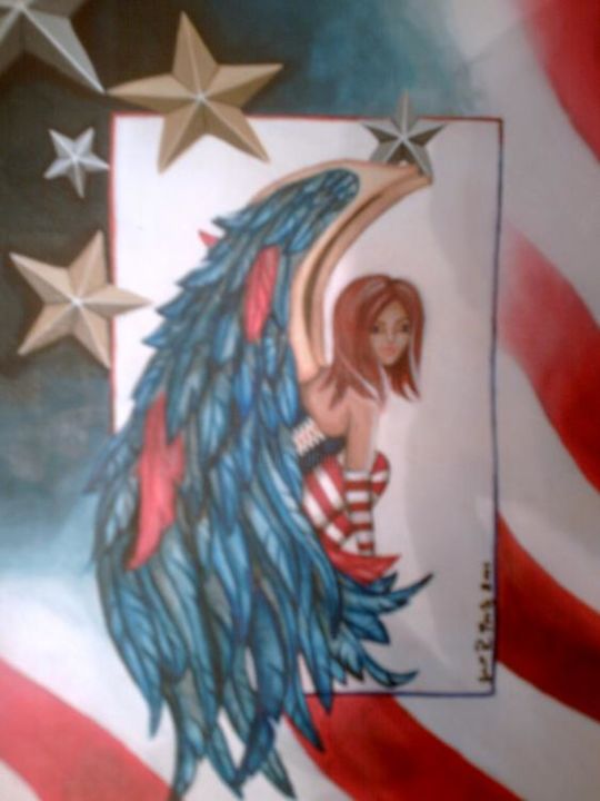 Painting titled "american angel" by Jenni Mccoy, Original Art, Oil