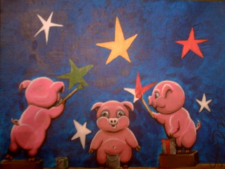 Painting titled "If pigs could paint…" by Jenni Mccoy, Original Art, Other