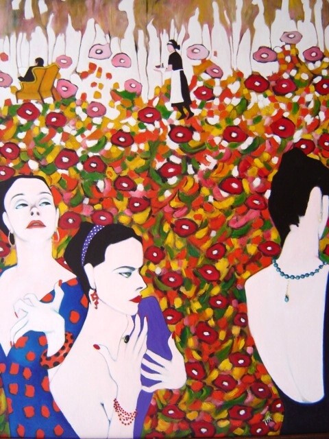 Painting titled "'GARDEN PARTY'" by Ida Jarosova, Original Artwork