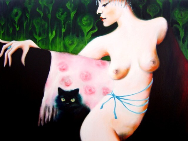Painting titled "'CAT'" by Ida Jarosova, Original Artwork, Oil