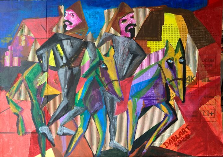 Painting titled "Cavaliers" by I Dablart, Original Art, Acrylic