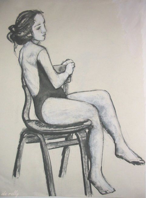 Drawing titled "Life drawing" by Ida-Rally, Original Art, Charcoal