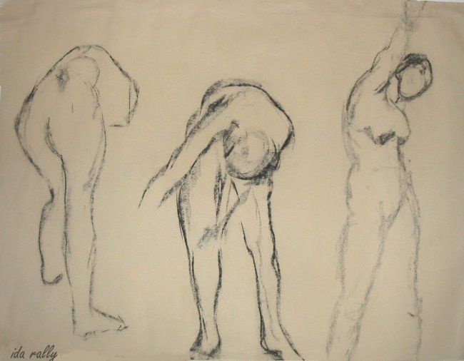 Drawing titled "Life drawing - shor…" by Ida-Rally, Original Artwork, Charcoal