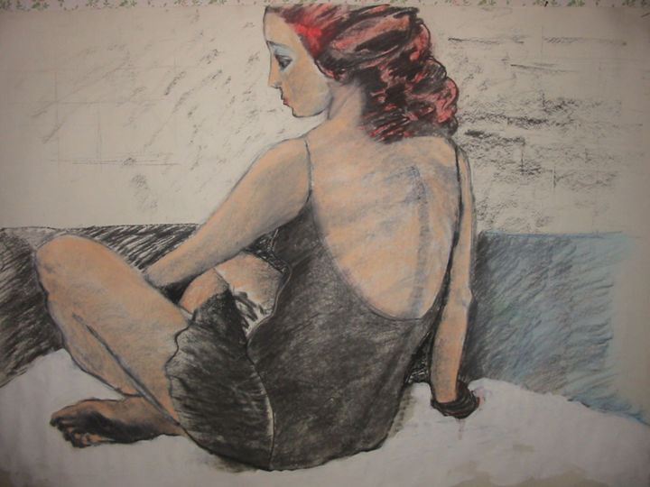 Drawing titled "spanish-girl-in-tutu" by Ida-Rally, Original Artwork, Charcoal