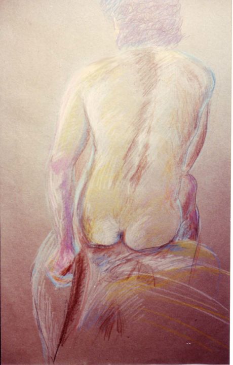 Drawing titled "life-drawing-male" by Ida-Rally, Original Artwork, Conté