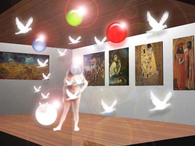 Digitale Kunst mit dem Titel "Fantasmi in galleria" von Ida Siniscalchi, Original-Kunstwerk, Digitale Malerei