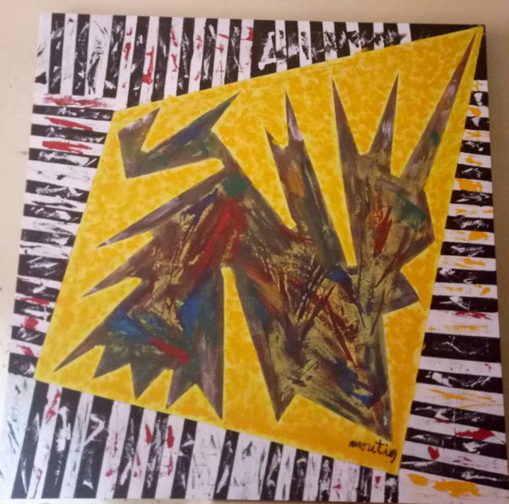 Painting titled "Virus musical" by Abdelilah Moutia, Original Artwork, Acrylic