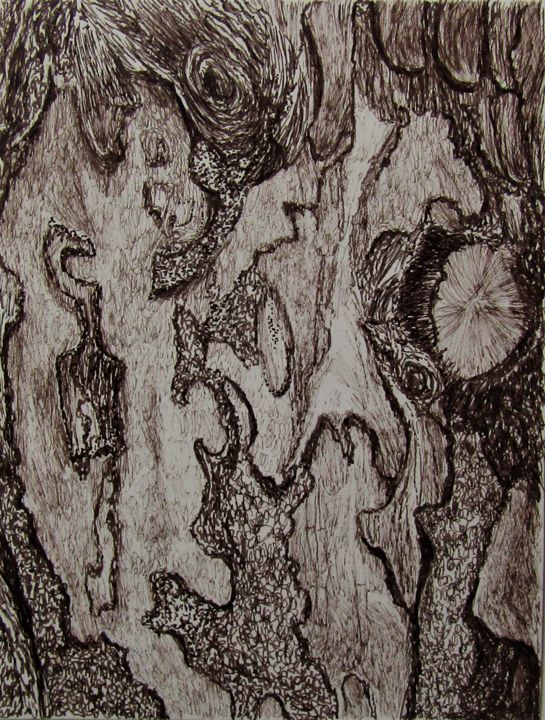 图画 标题为“Bark study” 由Isabelle Stagg, 原创艺术品, 墨