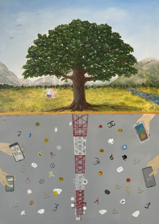 제목이 "HARMONY"인 미술작품 Ieva Graudina (IGraudinaArt)로, 원작, 아크릴 나무 들것 프레임에 장착됨