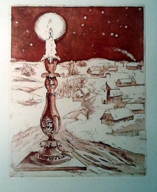 Printmaking titled "Winter solstice" by Ieva Helmute, Original Artwork