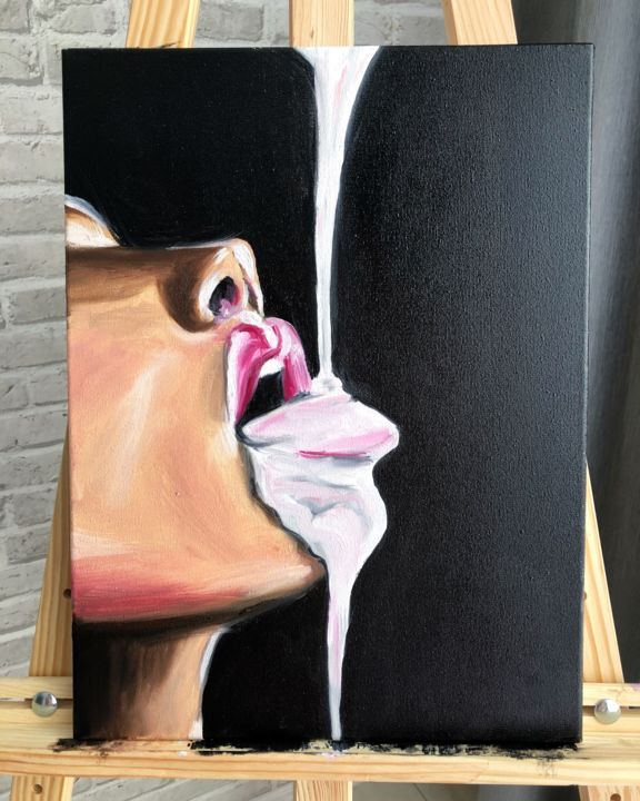 Painting titled "Ice cream" by Artist Darkness, Original Artwork, Oil