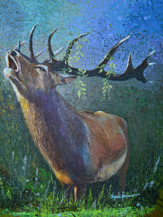 Ζωγραφική με τίτλο "The deer panteth" από Ifeoluwa Olojede, Αυθεντικά έργα τέχνης, Ακρυλικό