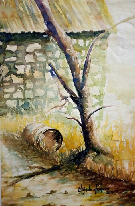 Painting titled "At the vineyard" by Ifeoluwa Olojede, Original Artwork, Watercolor