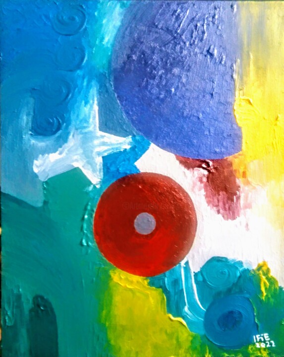 Schilderij getiteld "THE ABSTRACT EYE" door Denis Christian Biouele (IFIE), Origineel Kunstwerk, Acryl