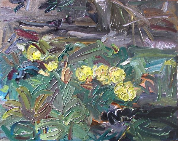 Pintura titulada "Желтые цветы" por Iggy, Obra de arte original