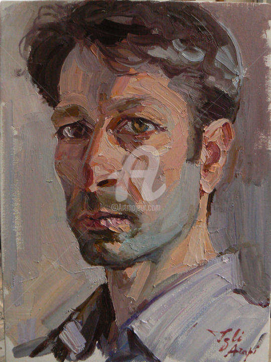 Painting titled "Selfportrait" by Igli Arapi, Original Artwork, Oil