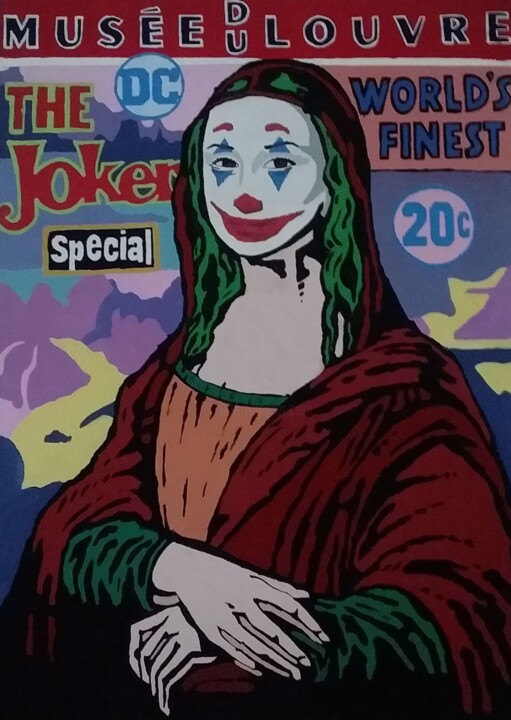 Картина под названием "Mona Lisa Joker" - Ignacio Galli, Подлинное произведение искусства, Акрил