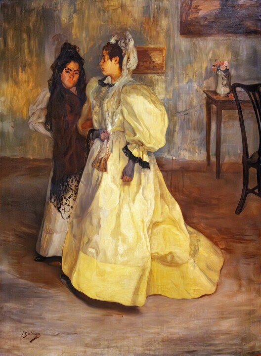 Peinture intitulée "Les amies" par Ignacio Zuloaga, Œuvre d'art originale, Huile