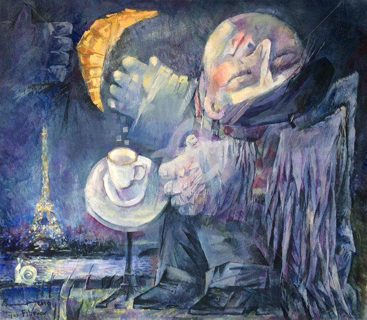 Ζωγραφική με τίτλο "The evening coffee" από Igor Filippov, Αυθεντικά έργα τέχνης, Λάδι