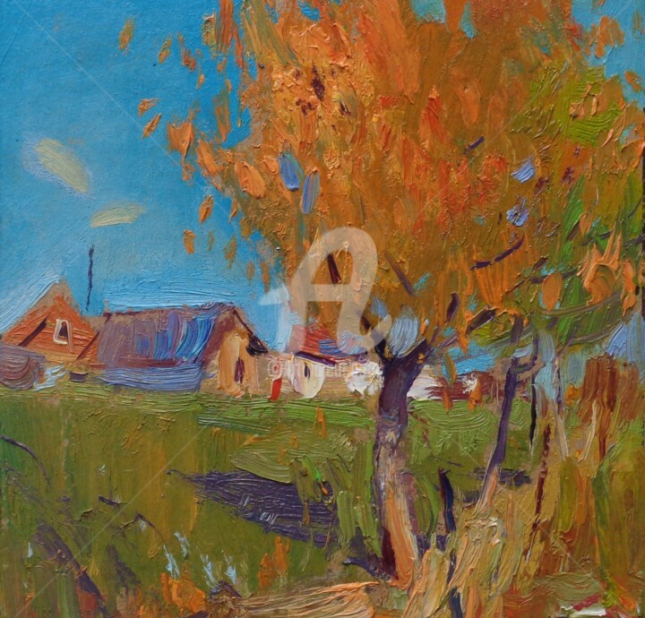 Painting titled "золотая осень" by Igor Hil Ko, Original Artwork, Oil