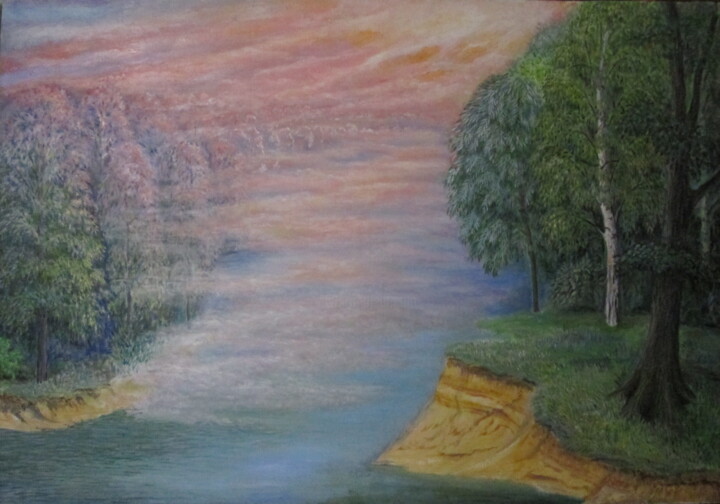 Картина под названием "Сиреневый туман" - Игорь Кон, Подлинное произведение искусства, Масло