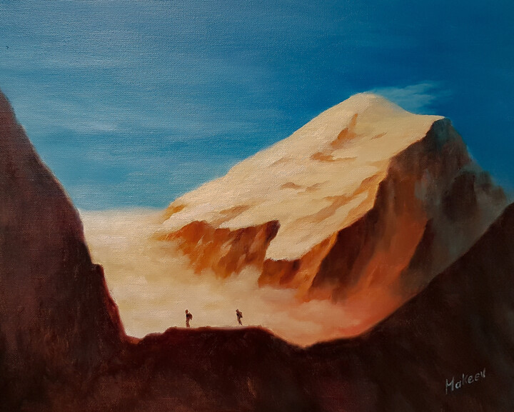 Painting titled "Morning mountains" by Igor Makeev, Original Artwork, Oil