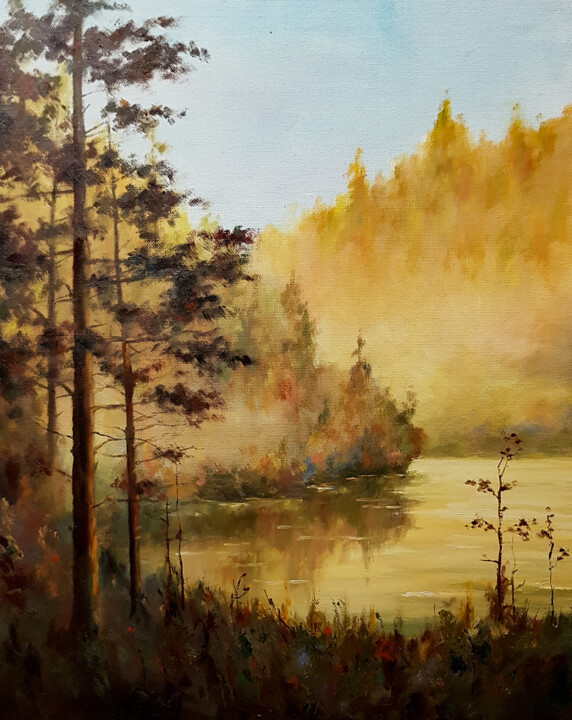 Картина под названием "Autumn landscape" - Igor Makeev, Подлинное произведение искусства, Масло